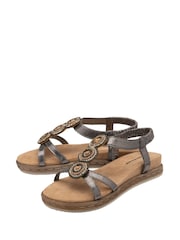Dunlop Grey T-Bar Elasticated Sandals - Image 2 of 4