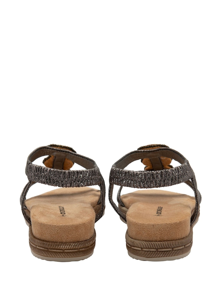 Dunlop Grey T-Bar Elasticated Sandals - Image 3 of 4