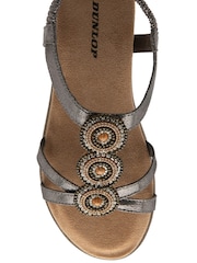 Dunlop Grey T-Bar Elasticated Sandals - Image 4 of 4