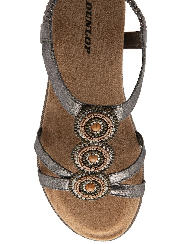 Grau - Dunlop T-Bar Elasticated Sandals - Bild 4 von 4 Grau - Dunlop T-Bar Elasticated Sandals - Bild 4 von 4