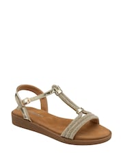 Dunlop Gold T-Bar Buckle Sandals - Image 1 of 4