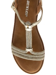 Dunlop Gold T-Bar Buckle Sandals - Image 4 of 4