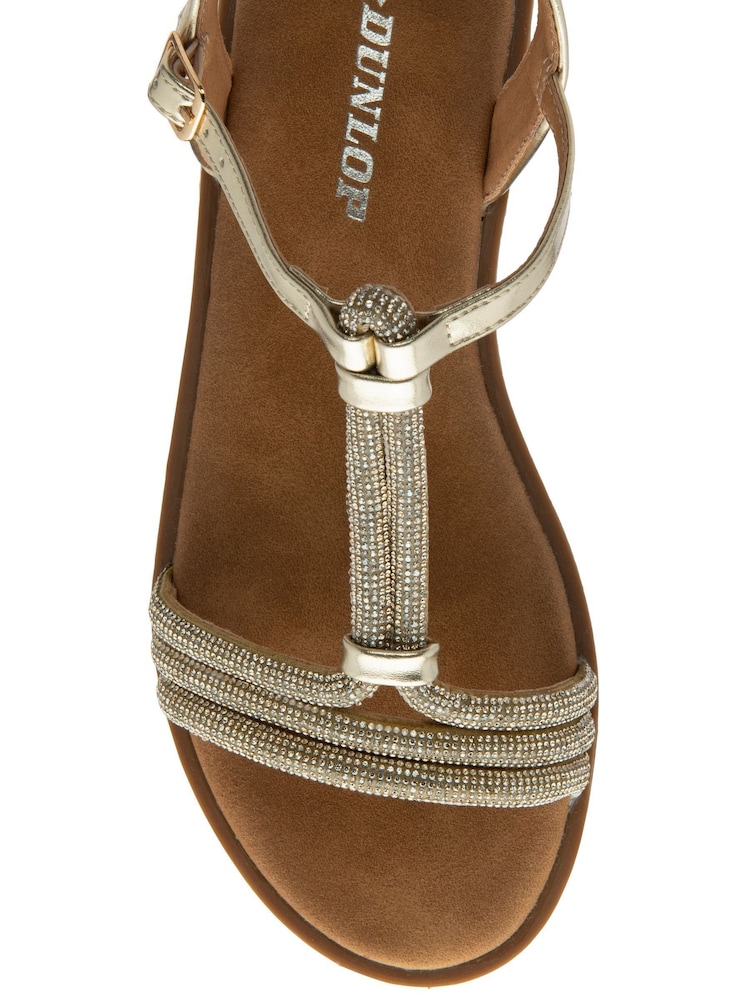 Dunlop Gold T-Bar Buckle Sandals - Image 4 of 4