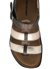 Dunlop Metallic Leather Strap Buckle Wedge Sandals - Image 4 of 4