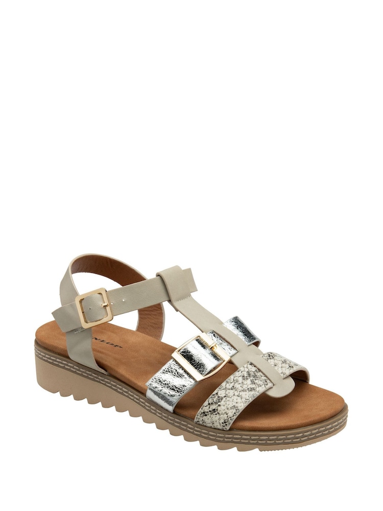 Dunlop White Twin Strap T-Bar Buckle Sandals - Image 1 of 4