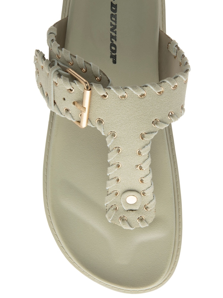 Dunlop Green Toe-Post Footbed Sandals - Image 4 of 4
