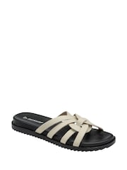 Dunlop Cream Leather Multi Strap Mules Sandals - Image 1 of 4