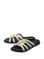 Dunlop Cream Leather Multi Strap Mules Sandals - Image 2 of 4