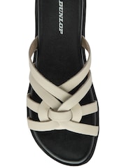 Dunlop Cream Leather Multi Strap Mules Sandals - Image 4 of 4