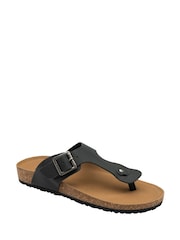 Schwarz - Dunlop Mens Toe-Post Leather Mules - Bild 1 von 4