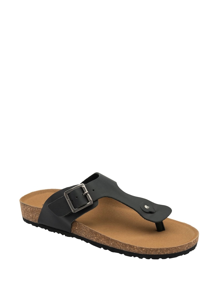 Schwarz - Dunlop Mens Toe-Post Leather Mules - Bild 1 von 4