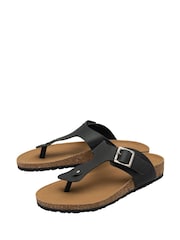 Schwarz - Dunlop Mens Toe-Post Leather Mules - Bild 2 von 4