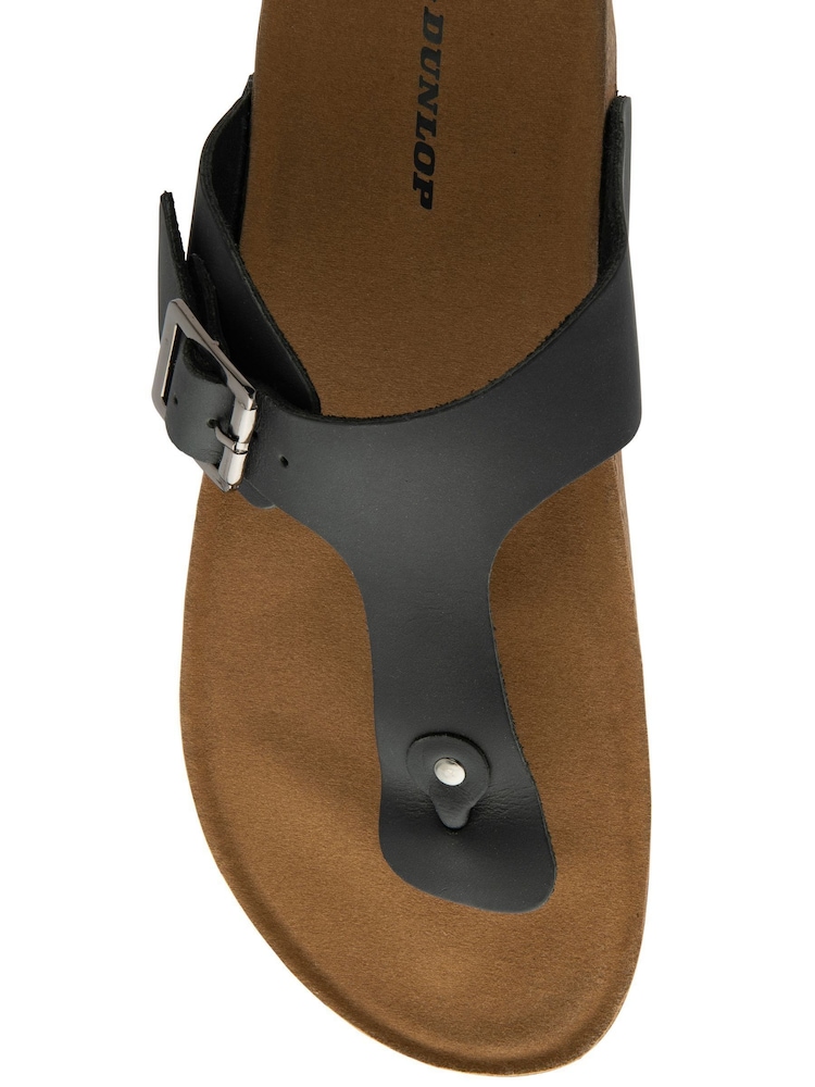 Schwarz - Dunlop Mens Toe-Post Leather Mules - Bild 4 von 4