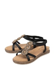 Dunlop Black T-Bar Elasticated Sandals - Image 2 of 4