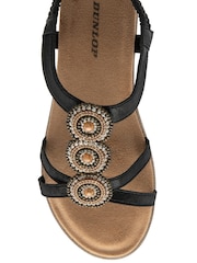 Dunlop Black T-Bar Elasticated Sandals - Image 4 of 4
