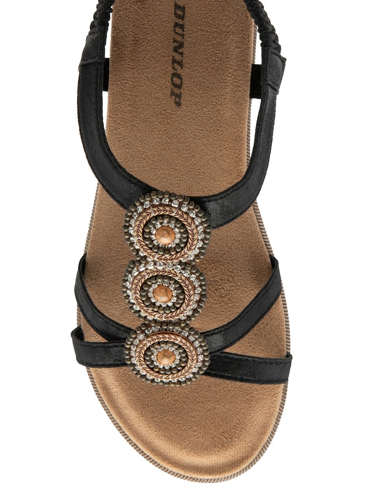 Dunlop Black T-Bar Elasticated Sandals - Image 4 of 4