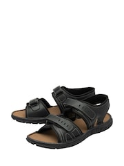 Dunlop Black Mens Leather Twin Strap Sandals - Image 2 of 4