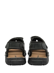 Dunlop Black Mens Leather Twin Strap Sandals - Image 3 of 4