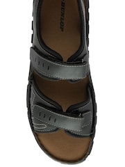Dunlop Black Mens Leather Twin Strap Sandals - Image 4 of 4
