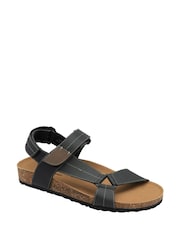 Dunlop Black Mens Leather Sandals - Image 1 of 4
