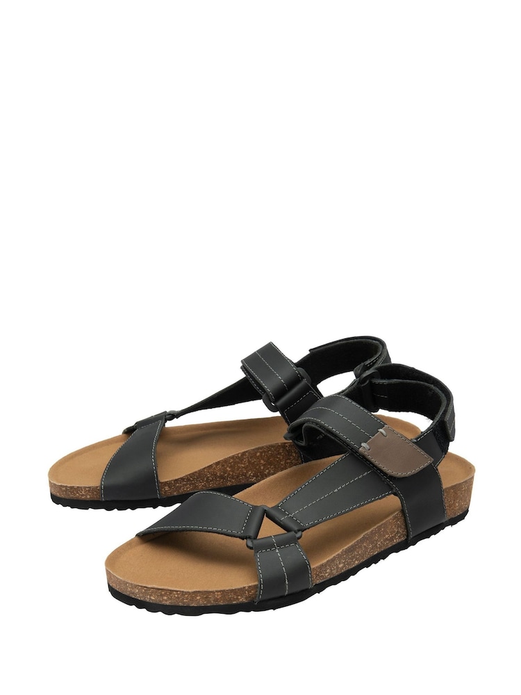 Dunlop Black Mens Leather Sandals - Image 2 of 4