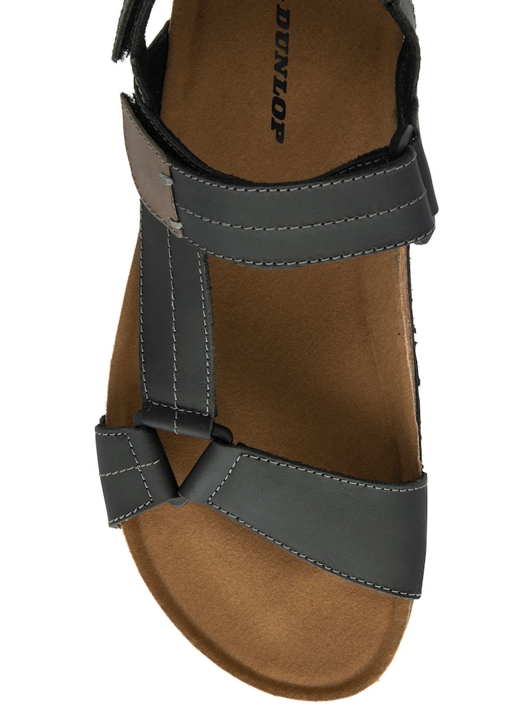 Dunlop Black Mens Leather Sandals - Image 4 of 4