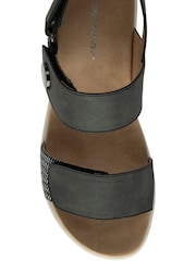 Dunlop Black Twin Strap Touch Fasten Wedge Sandals - Image 4 of 4