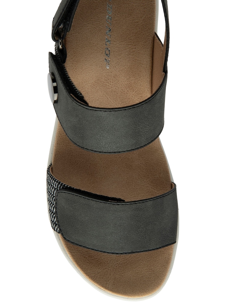 Dunlop Black Twin Strap Touch Fasten Wedge Sandals - Image 4 of 4