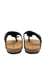 Dunlop Black Leather Toe-Post Sandals - Image 3 of 4