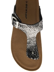 Dunlop Black Leather Toe-Post Sandals - Image 4 of 4