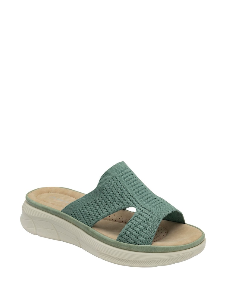 Dunlop Green Elasticated Mules Wedge Sandals - Image 1 of 4