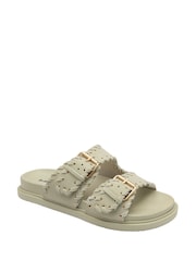 Dunlop Green Twin Strap Buckle Footbed Sandals - Image 1 of 4