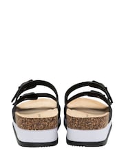 Dunlop Black Twin Strap Wedge Footbed Mules - Image 3 of 4