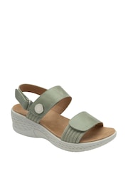 Dunlop Green Twin Strap Touch Fasten Wedge Sandals - Image 1 of 4