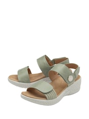 Dunlop Green Twin Strap Touch Fasten Wedge Sandals - Image 2 of 4