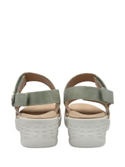 Dunlop Green Twin Strap Touch Fasten Wedge Sandals - Image 3 of 4