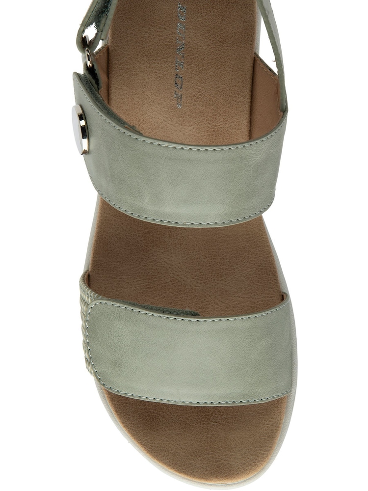 Dunlop Green Twin Strap Touch Fasten Wedge Sandals - Image 4 of 4