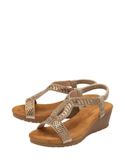 Dunlop Gold Tear-Drop Wedge Elasticated Sandals - Image 2 of 4