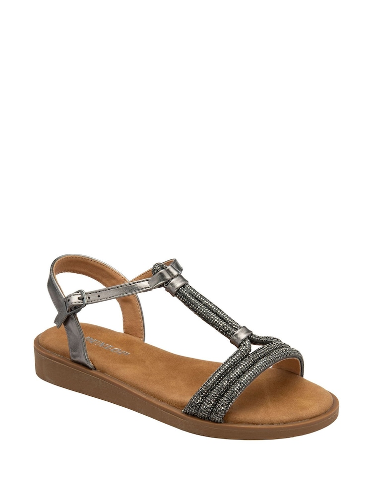 Dunlop Grey T-Bar Buckle Sandals - Image 1 of 4