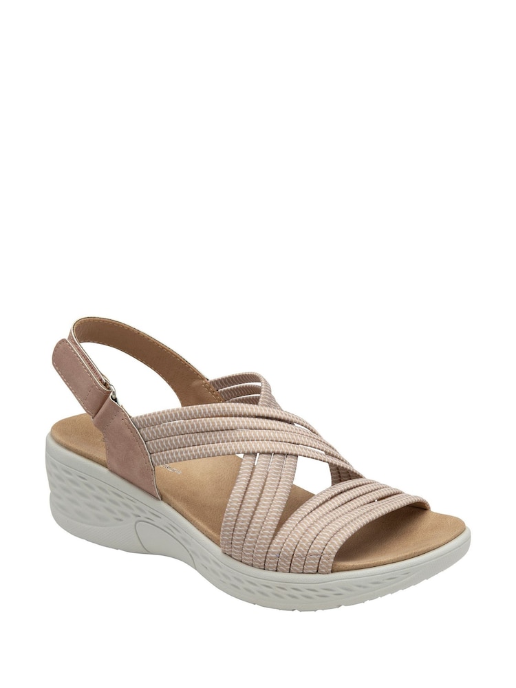 Dunlop Pink Multi Elasticated Strap Wedge Sandals - Image 1 of 4