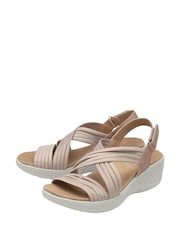 Dunlop Pink Multi Elasticated Strap Wedge Sandals - Image 2 of 4