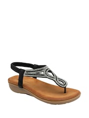Dunlop Black Tear-Drop Sandals - Image 1 of 3