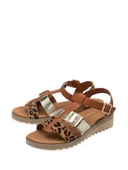 Dunlop Brown Twin Strap T-Bar Buckle Sandals - Image 2 of 4
