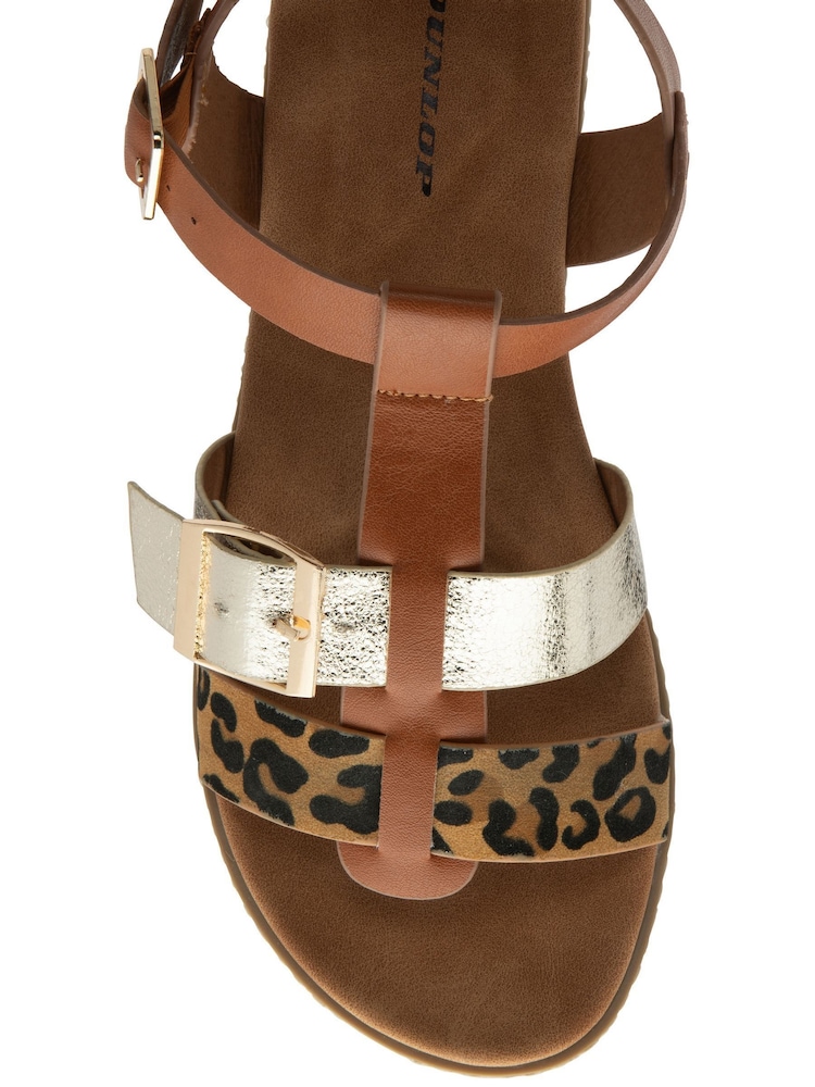 Dunlop Brown Twin Strap T-Bar Buckle Sandals - Image 4 of 4