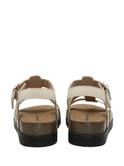 كريم - Dunlop Leather Strap Buckle Wedge Sandals - صورة 3 من 4