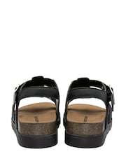 Dunlop Black Leather Strap Buckle Wedge Sandals - Image 3 of 4