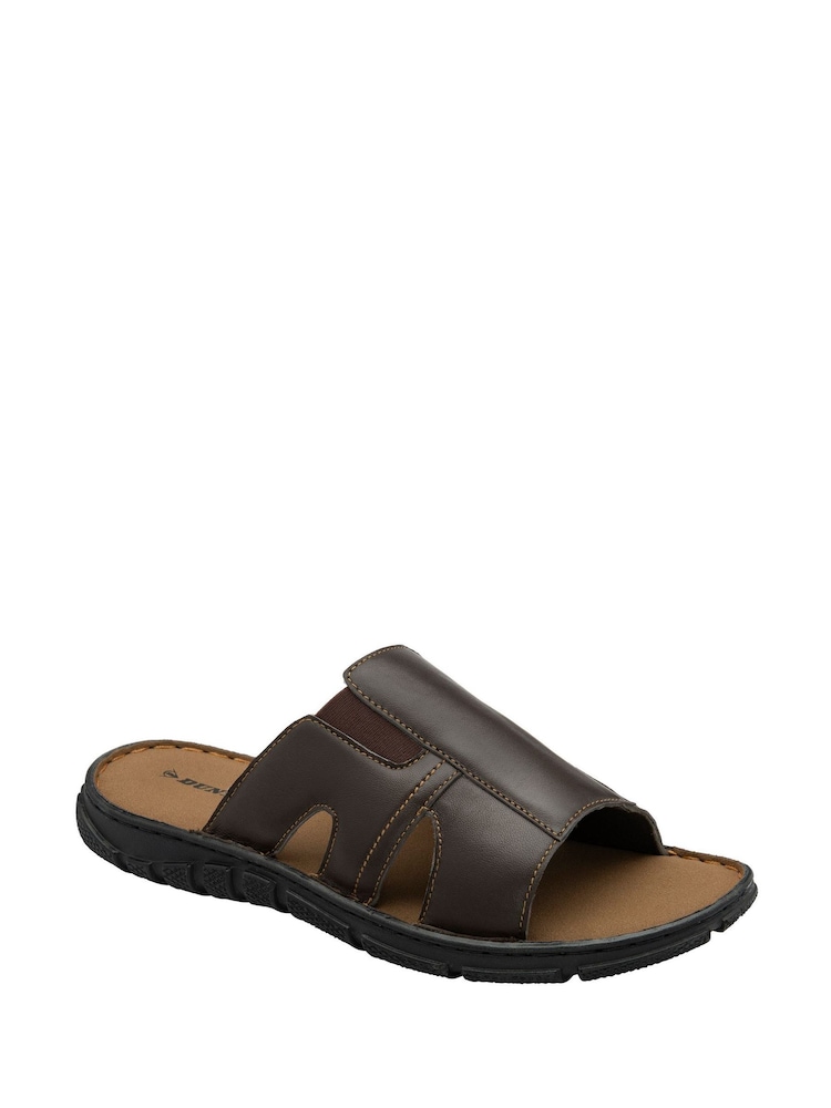 Dunlop Brown Mens Leather Mules - Image 1 of 4 Dunlop Brown Mens Leather Mules - Image 1 of 4