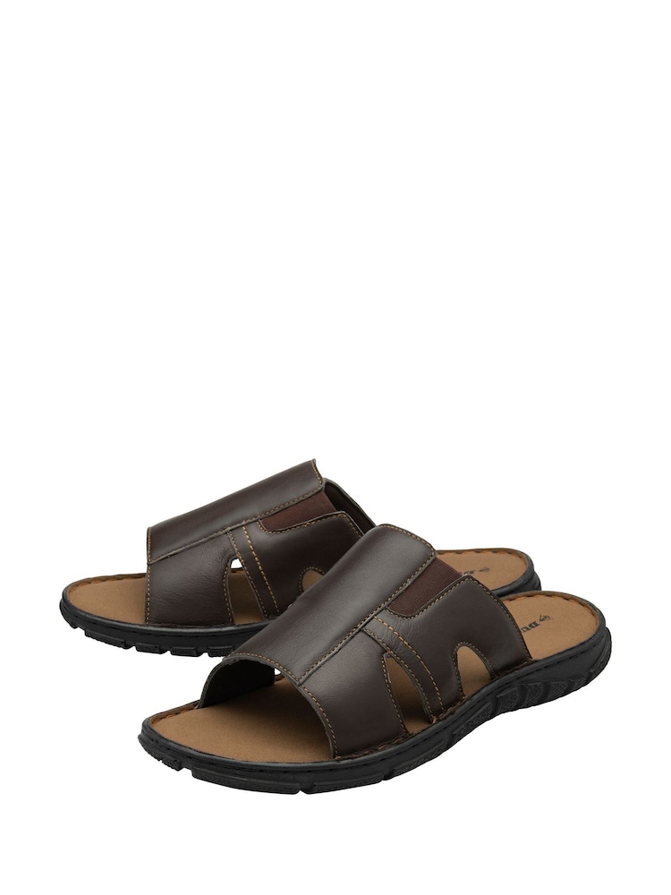 Dunlop Brown Mens Leather Mules - Image 2 of 4 Dunlop Brown Mens Leather Mules - Image 2 of 4
