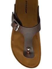 Dunlop Brown Mens Toe-Post Leather Mules - Image 4 of 4