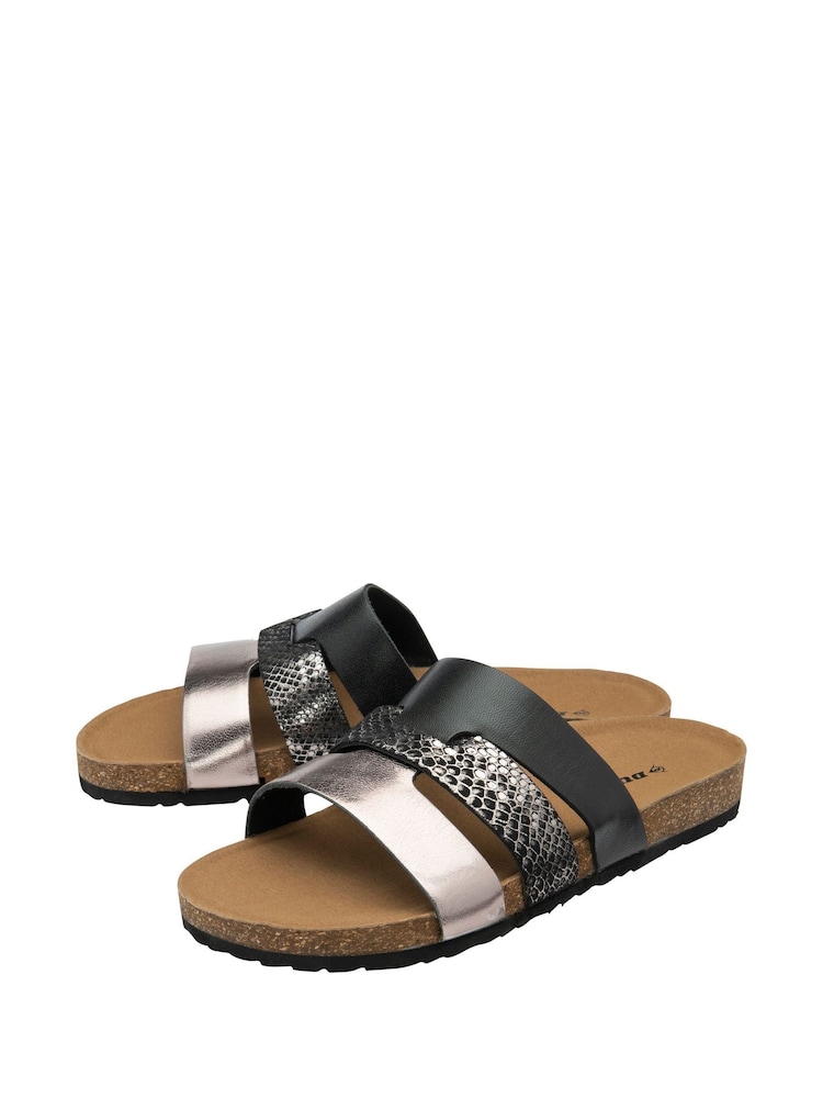 Dunlop Black Leather Multi-Strap Mules Sandals - Image 2 of 4